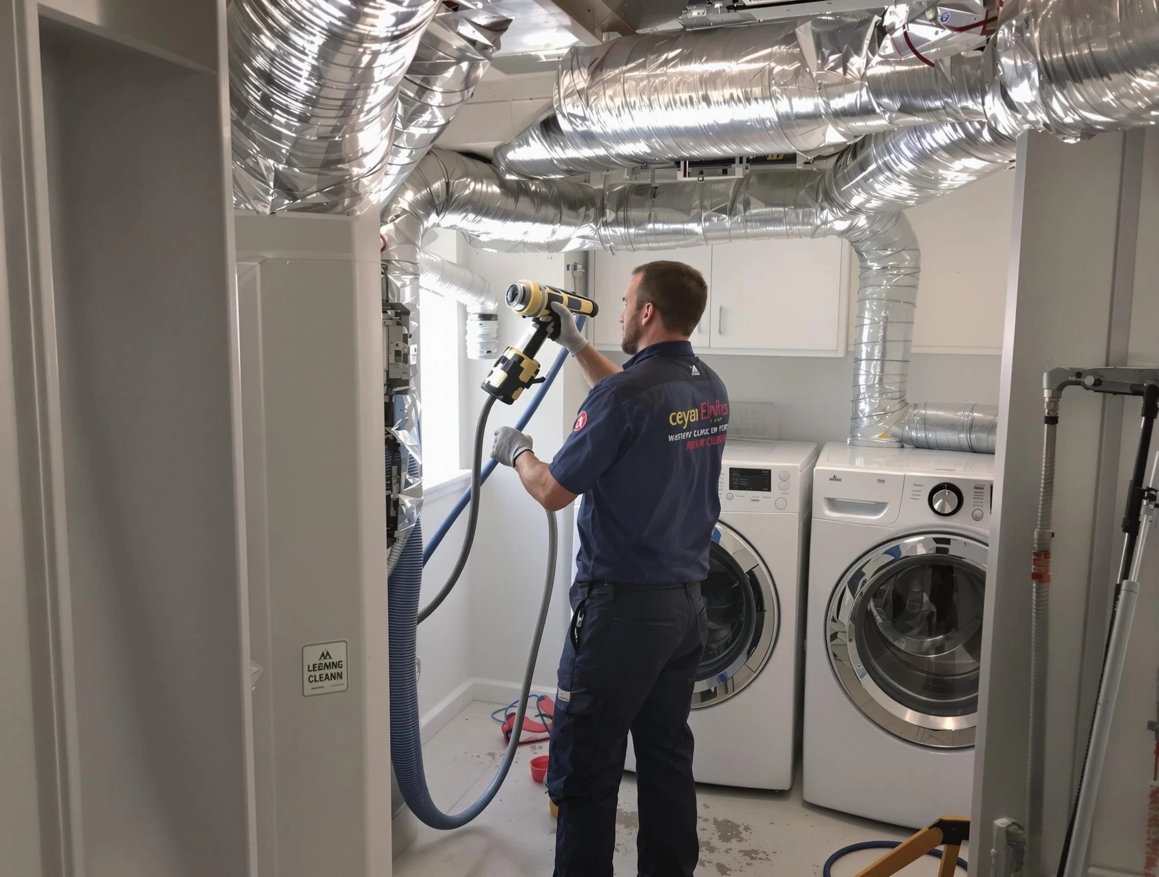 West Covina Dryer Vent Cleaning specialist using advanced equipment for thorough duct cleaning in West Covina